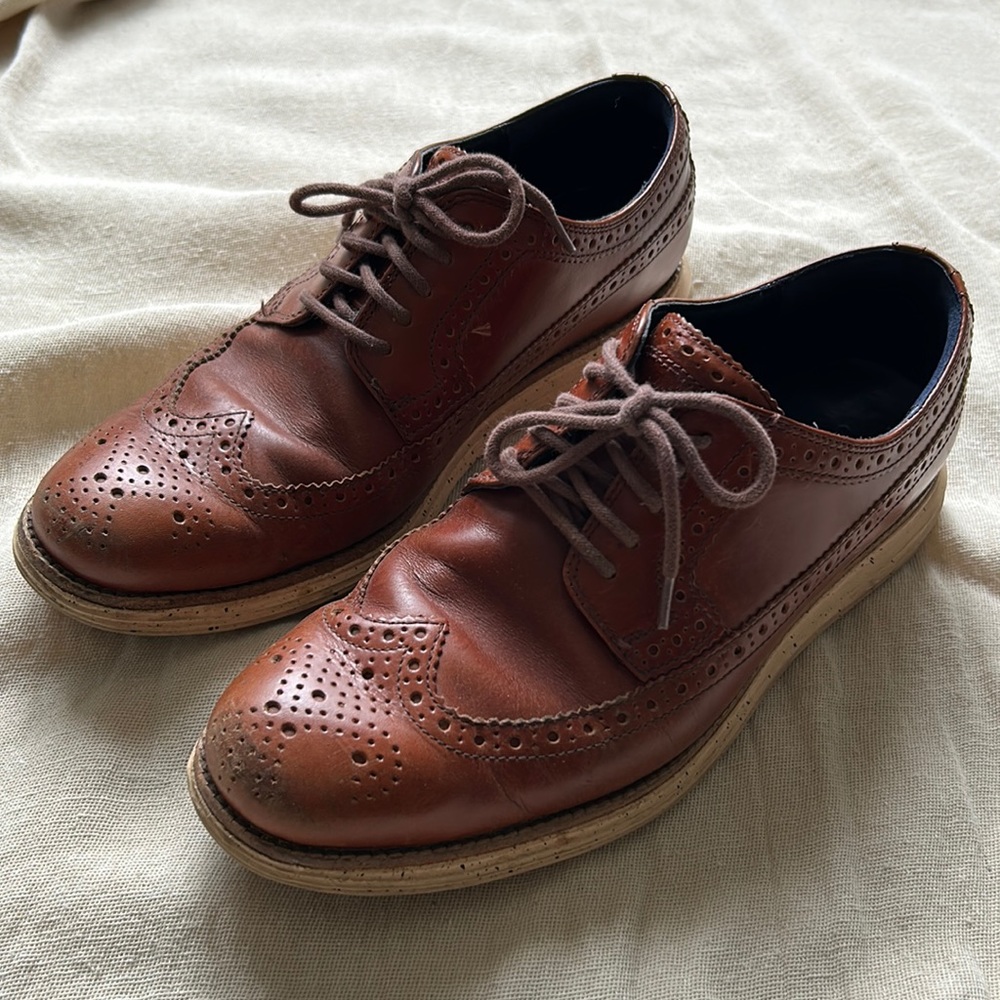 Cole Hahn lace up comfort oxfords brown leather sz 9 excellent used condition